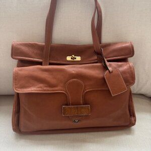 Soft caramel leather Italian handbag